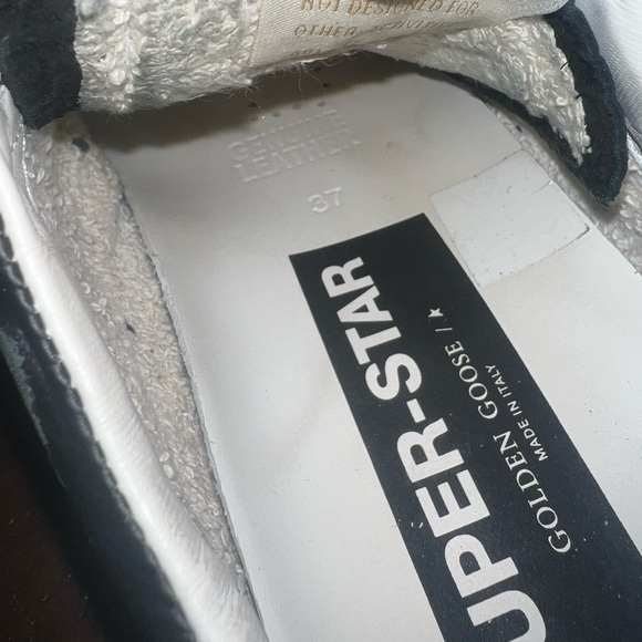 Golden Goose Superstar Leather Glitter Low-Top Sneakers Size 37 Black and Gold - Picture 11 of 11